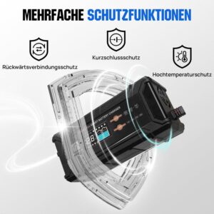 ECO-WORTHY 12V24V 20A Chargeur de Batterie LiFePO4 avec Options Multi-Courant 5A10A15A20A,detection Automatique de la Tension de