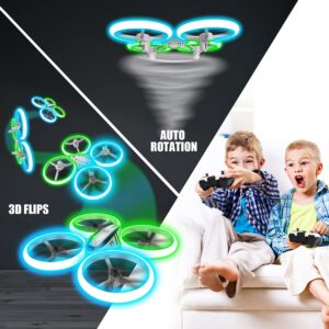 Q9s Drone Enfant,Helicoptere Telecommande avec Lumieres Bleues et Vertes et Deux Batteries,RC Quadricoptere avec Maintien d'Altitude