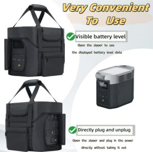 Sac de station d'alimentation portable compatible avec ECOFLOW DELTA 2, sac de transport avec sangles pour station d'alimentation, h
