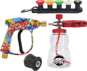 BEAR FORCE Pistolet pulverisateur pour nettoyeur haute pression M22- ID14MM et connecteur rapide 6,35 mm - Lance a mousse neige pour