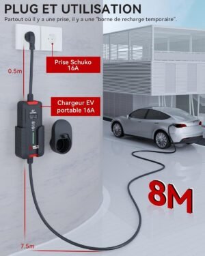 Chargeur Type 2 3,6 kW MCEVKELN – câble 8 m, 6-16A
