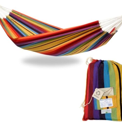 AMAZONAS Hamac classique XL Barbados Rainbow fait a la main au Bresil jusqu'a 200 kg de capacite de charge avec 230 x 150 cm pour 1-