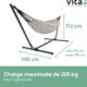 Vita5 Hamac sur Pied Exterieur pour des Heures de Detente, Hamacs 2 Personnes avec Toile en Coton, Support Portable et Solide en Aci