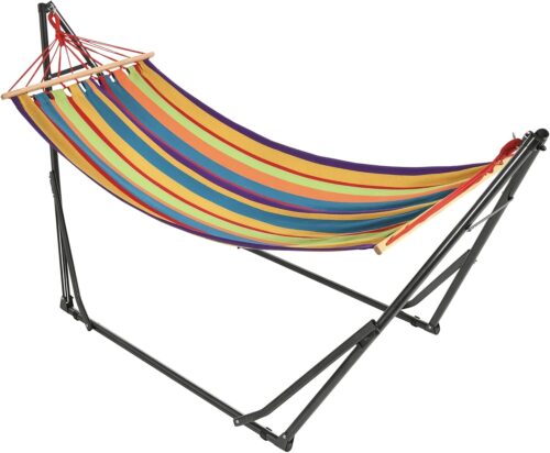 Hamac sur pied Outsunny pliable 1 place 120 kg époxy