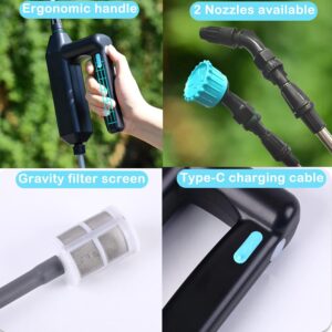 DOUBFIVSY Pulverisateur Electrique de Jardin avec 3 Buses et 5M de Tuyau, USB Rechargeable, Protection des Plantes, Desherbage et La