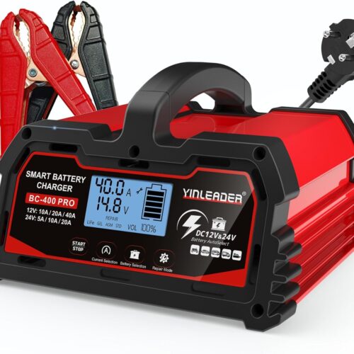 71m21PtnSzL._AC_SL1500_.jpg Yinleader Smart Battery Charger 40A 12V24V 20A10A, LCD Car Charger, Battery Maintainer for AGM, Motorcycle, 12V LiFePO4