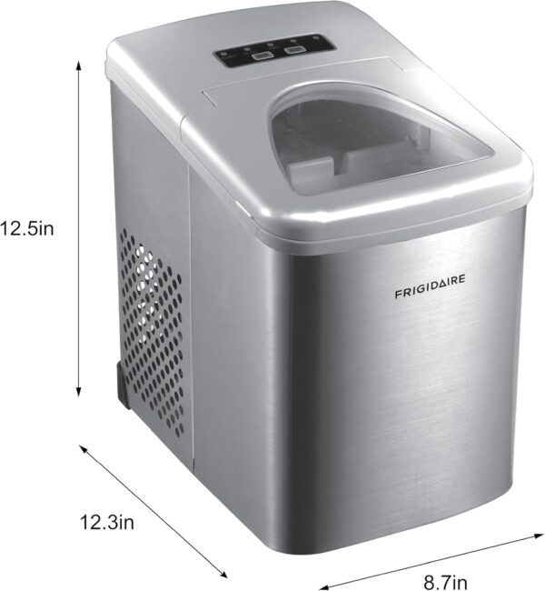 Frigidaire 26 LBS Per Day Portable Compact Ice Maker Stainless Steel Medium Size Ice Maker