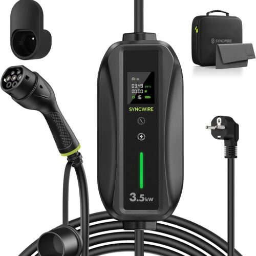 SYNCWIRE Electric Car Charger 7.5 m Type 2 Cable 68101316A Adjustable Electric Current, Schuko Plug Charging Station Wallbox P