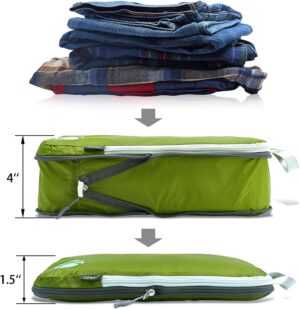 Cipway Lot de 3 cubes d'emballage par compression, organiseurs de voyage ultralegers et extensibles pour bagages a main (vert 3 piec