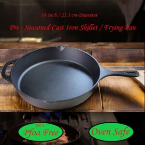 71mpIVVU-bL._AC_SL1200_.jpg La Cuisine Poele en fonte 25 cm avec revetement pre-assaisonne - Ideale pour l'interieur et l'exterieur, passe au four, sans PFOA ni