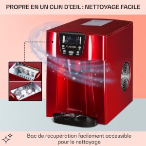 Machine à glaçons Klarstein 2L, jusqu’à 12 kg, eau froide