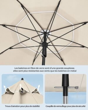 Parasol 160 cm SONGMICS - UPF50 inclinable 30° avec sac