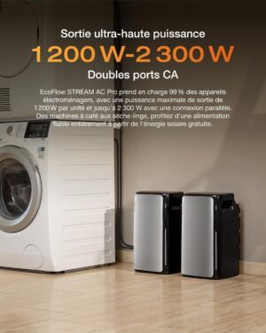 71n2wCQtZL._SL1500_.jpg ECOFLOW STREAM AC Pro, batterie capacite de 1,92 kWh, 100 compatible avec toutes les kit solaire avec batterie, Sortie 1200 W, exte