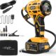 AUTDER Portable Air Compressor, Car Tyre Inflator, Max 180 PSI12.4 Bar, Wireless Car Compressor with 21V and 12V DC Battery, for Ca