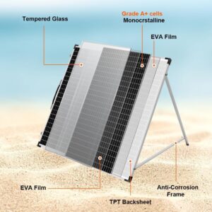 DOKIO 160W 18V Panneau Solaire Pliable Portable pour batteries 12V avec regulateur de charge solaire (2 ports USB) sac de transpor