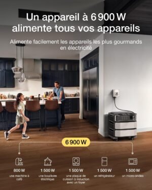 71nzXTVwx3L._AC_SL1500_.jpg Station electrique portable EF ECOFLOW DELTA Pro Ultra avec 2 batteries de 12kWh, sortie CA de 6 900 W, batterie LFP extensible