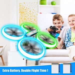 Q9s Drone Enfant,Helicoptere Telecommande avec Lumieres Bleues et Vertes et Deux Batteries,RC Quadricoptere avec Maintien d'Altitude