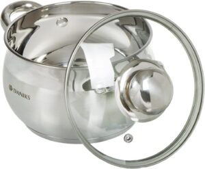 71oC8K3bvIL._AC_SL1500_.jpg Daniks Classic Batterie de Cuisine INOX avec Couvercles en Verre, 6 Pieces, Casseroles 161820 cm, Tous Feux Dont Induction, Echell