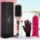 Lisseur a cheveux Megawise (2025) avec brosse en ceramique ; Fer plat double tension anti-brulure Cordon rotatif Arret automatiq