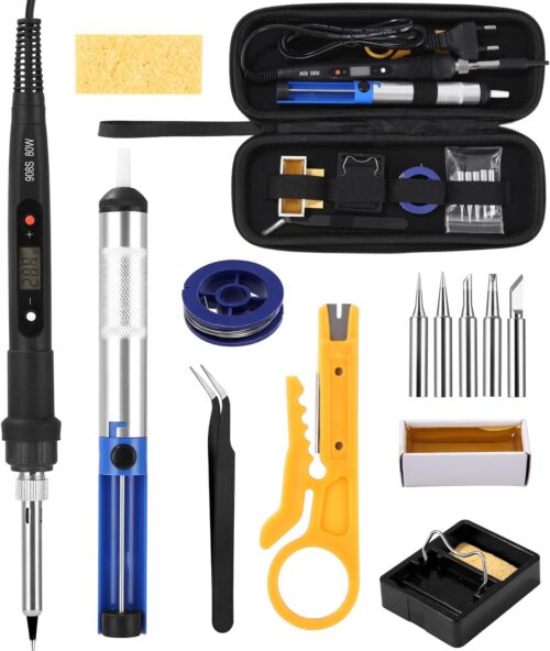 Zhufas Fer a Souder, 80W Kit de Fer a Soudure, Fer a Souder Etain de Precision avec Pompe a Dessouder, Temperature Reglable 180480C