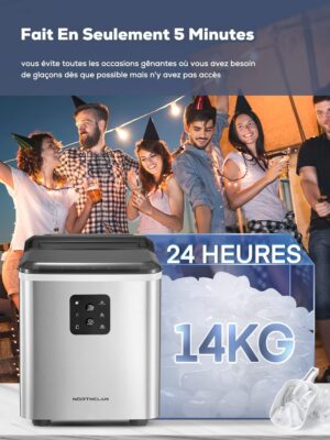 Machine à glaçons NORTHCLAN inox 14 kg/24h autonettoyante