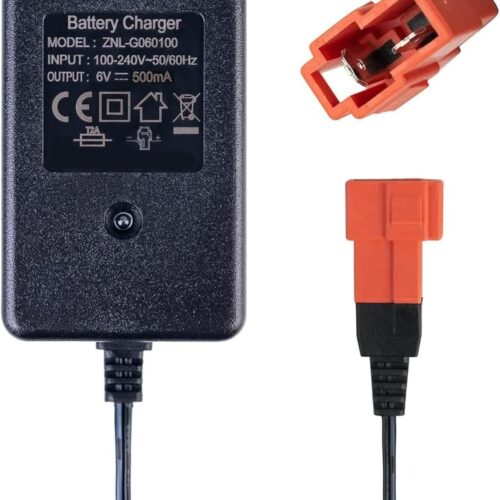 6V Battery Charger for Wheeled Cars, 6V Charger for Wheeled Toys, 6V Battery Adapter Square Socket