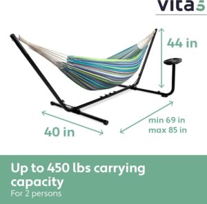 Hamac sur pied Vita5 2 pers toile coton, support solide