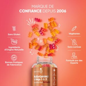Multivitamines enfants 3+ – 120 gommes, Oméga 3-6-9