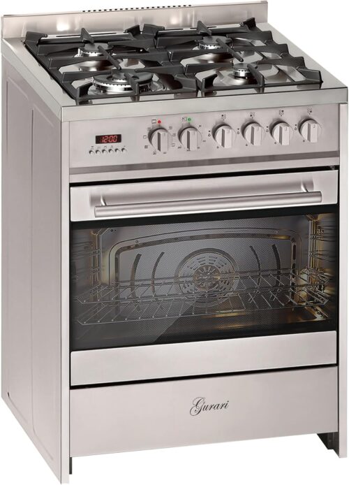 Gurari Cuisiniere a gaz avec four electrique GCH E 610 X Cuisiniere 60 cm en acier inoxydable Cuisiniere avec gaz naturel ou pro