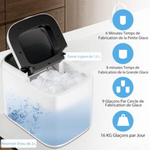 Machine à glaçons GOPLUS 15 kg/24h, 2 tailles, blanc