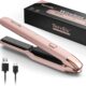 Portable Lisseur Sans Fil, Max 220C Mini Lisseur de Voyage, Fer a Lisser et Bigoudi Rechargeable 2 en 1 avec Infusion d'Huile d'Arg