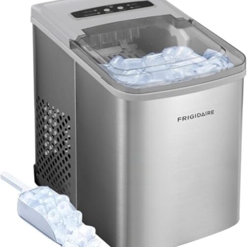 Frigidaire 26 LBS Per Day Portable Compact Ice Maker Stainless Steel Medium Size Ice Maker