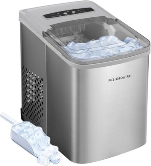 Frigidaire 26 LBS Per Day Portable Compact Ice Maker Stainless Steel Medium Size Ice Maker