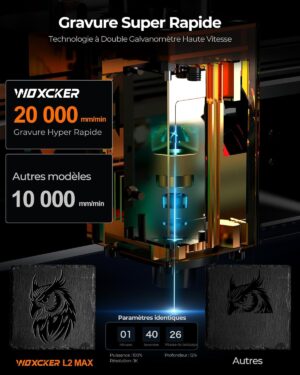 Machine de gravure laser, Woxcker L2 MAX 5W avec enceinte, machine de gravure CNC, gravure laser de haute precision a 0,01 mm et dec
