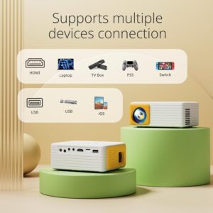 YOTON Mini Projector, Video Projector 1080P Full HD Supported, 200ANSI, 50 Zoom, 2025 Upgraded Portable Projector Compatible with H