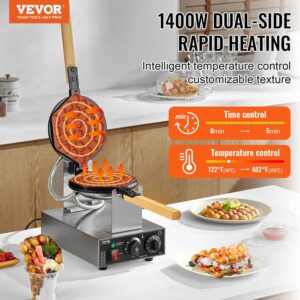 Gaufrier à bulles VEVOR 1400W inox rotatif 180° antiadhésif