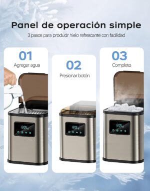 Machine à glaçons acier inoxydable, écran LED, 2 tailles