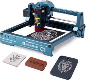 Sculpfun C1 Mini Machine de Gravure Laser Graveur Laser 3w, Haute PreCision de 0,04 Mm, PreT a L'Emploi, IdeAl Pour Les DeButants,