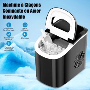 Machine à glaçons GOPLUS 12 kg/24 h, réservoir 2,2 L noir