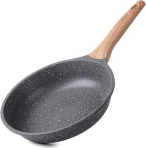 ZUOFENG Poele a Frire Antiadhesive 20CM, Casseroles en Pierre, Revetement de Granit, Poele a Omelette Casseroles. (Gris, 20CM)
