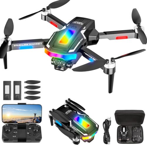 Drone avec 2 Camera Reglage electrique Camera, GuKKK 4K Mini Drone Camera Pliable Active d'evitement d'obstacles, Drone Quadricopter