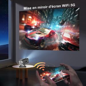 HY320 Mini Video Projector, Wifi Bluetooth Mini Video Projector Supports 4K, Portable Outdoor Projector Android TV Home Cinema Pro