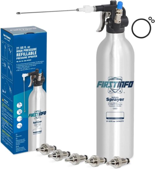 FIRSTINFO A1638Y5 Pulverisateur Rechargeable en Aluminium Epais 620 ml Pression Max 140 psi Aerosol Reutilisable a Air Comprim