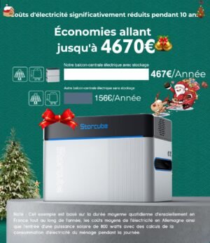 STORCUBE S1000 Batterie Solaire, Systeme de Stockage Solaire 1024Wh, Connectes au Reseau, Batterie LiFePO4, etanche IP65, Installati