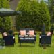 71qslyGDafL._AC_SL1000_.jpg bigzzia 4 Person Woven Resin Garden Furniture Set with 2 Armchairs, 1 2 Seater Sofa and 1 Table (Black)