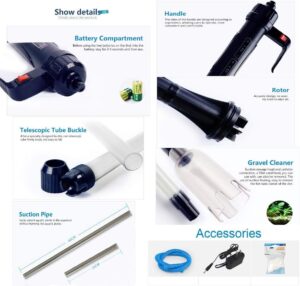 Londafish Aquarium Electric Battery Cleaning Kit Automatic Gravel Cleaner with Adapter