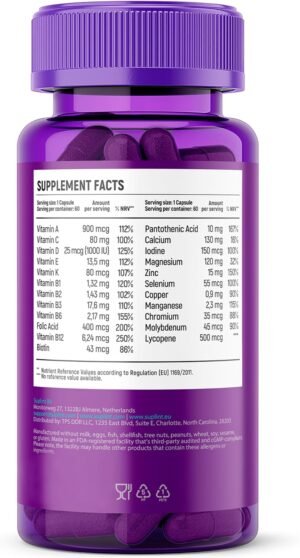 71r1K6O40yL._AC_SL1500_.jpg Multivitamines Homme - Complément Vit A,C,D,E,B12 & Zinc