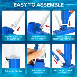 Aspirateur de piscine ZZXLOPEZ 168 cm portable, 4 tiges