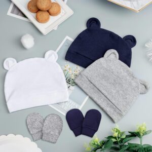DRESHOW Bonnets de Naissance et Moufles de Protection Bebe Gants Bonnet Nouveau-ne Bambin Doux Mignon Tricote Chapeau 0-6 Mois, Tail