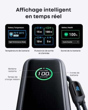 Anker Zolo Batterie Externe pour Ordinateurs Portables, Chargeur 25000mAh 3 Ports USB-C 100W pour Plusieurs appareils, cable integre